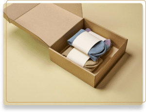 A box with two pairs of socks in it.